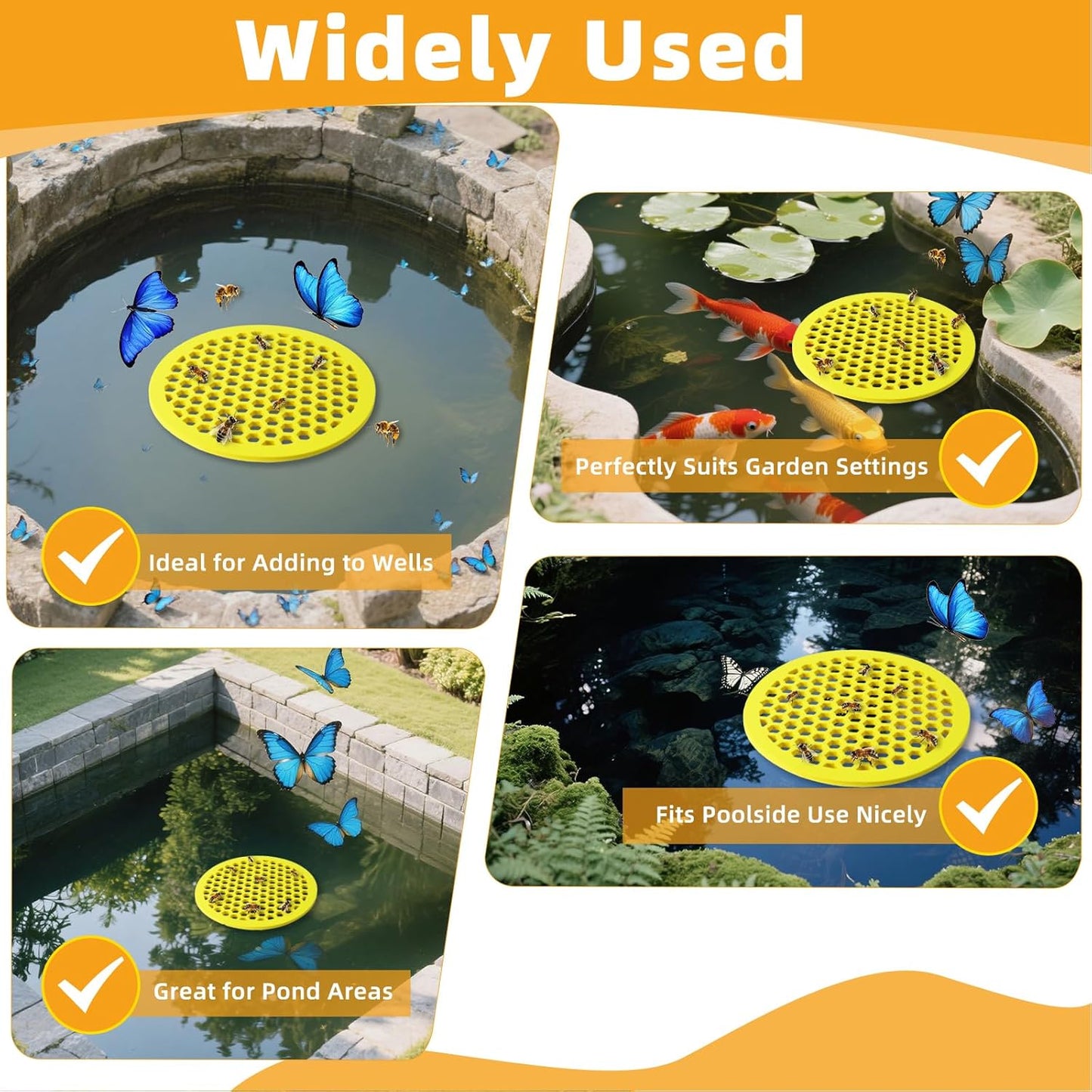 4 Pcs Bee Watering Station for Garden, 7.87 Inch Floating Bee Island for Pond/Farm/Fountain, No Assembly Required Bee Bath, Butterfly Feeder, Outdoor Garden Decor