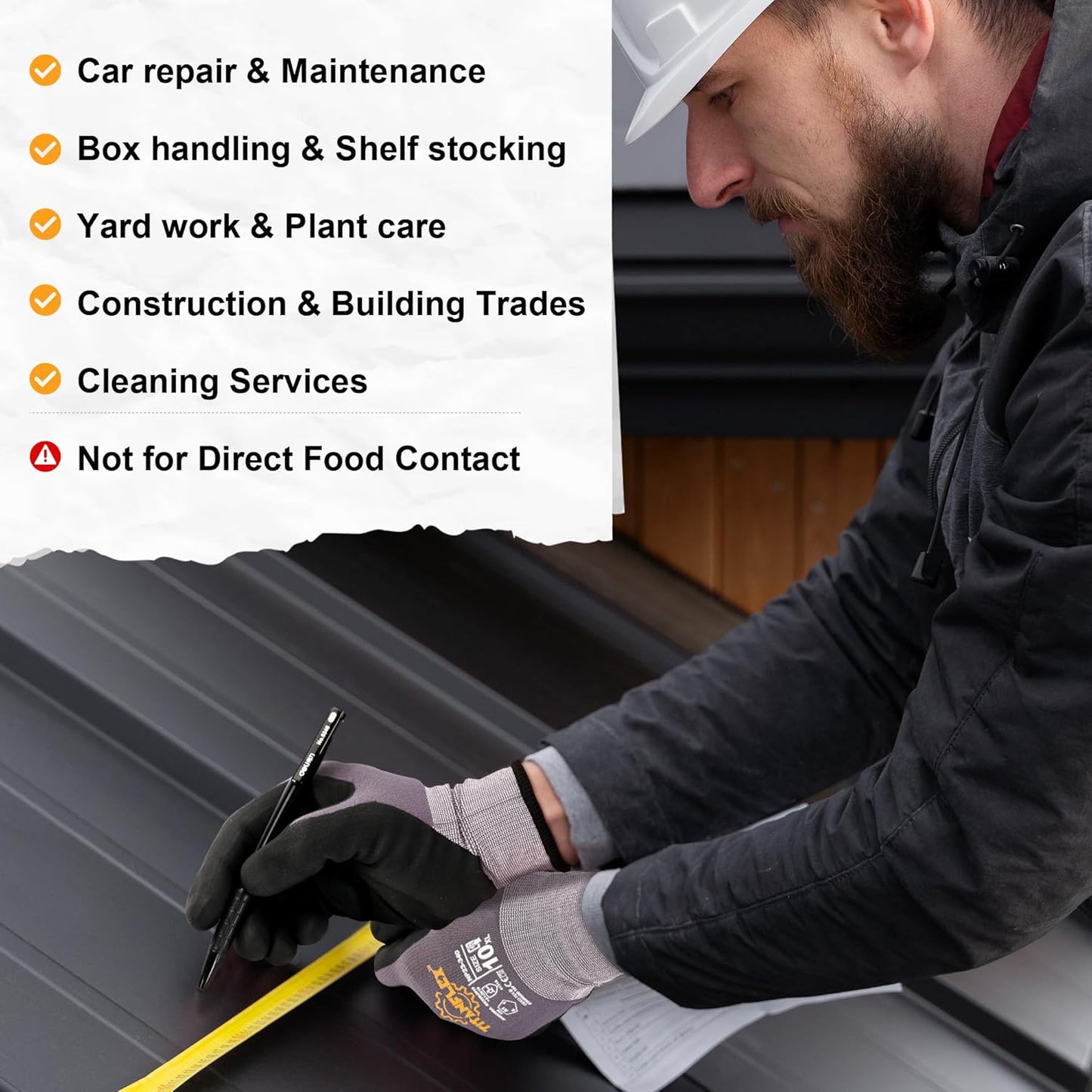 TitanFlex Work Gloves Microfoam Nitrile Coated Men Women, Safety Warehouse Gloves with Grip, Touchscreen, Seamless Knit Nylon