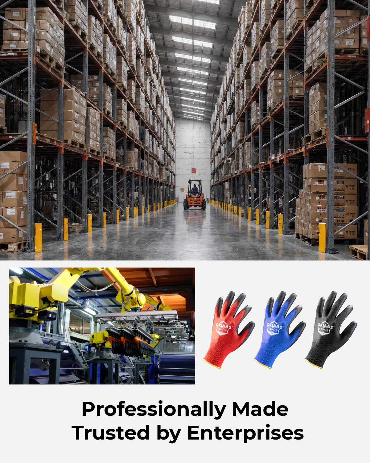 OKIAAS Work Gloves for Men,Ultra Thin and Lightweight Working Gloves with Grip, Bulk Case of 60 Pairs Construction Gloves with Polyurethane Coating, Safety Gloves for Light Duty Work (Black, Medium)
