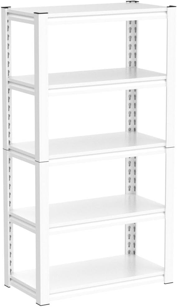 Raybee 72''H Garage Shelving Heavy Duty Storage Shelves Load 2010LBS Adjustable 5 Tier Heavy Duty Shelving White Garage Sheves Pantry Shelf for Kitchen Closet 72''H*31.7''W*16.3''D, 2Pack
