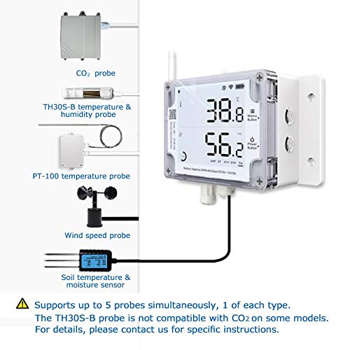 Ubibot Thermometer Hygrometer, Wireless Temperature Data Logger, Remote Humidity Monitor for Refrigerated Truck Free App Email Alarm, IFTTT 2.4GHz only (GS1-AL4G1RS WiFi & SIM)