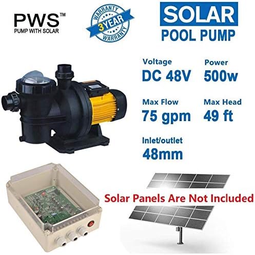 3-Year Warranty Solar Pool Pump 48V 3/4HP | Saltwater-Resistant Design with MPPT Controller | High-Efficiency for Swimming Pools & Irrigation | PWS Model JP17-15/500