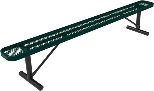 Heavy-Duty Portable Outdoor Bench Thermoplastic Coated, Expanded Metal, Commercial-Grade Seating, Made in America (Portable Without Back, 8 Ft, Dark Green)