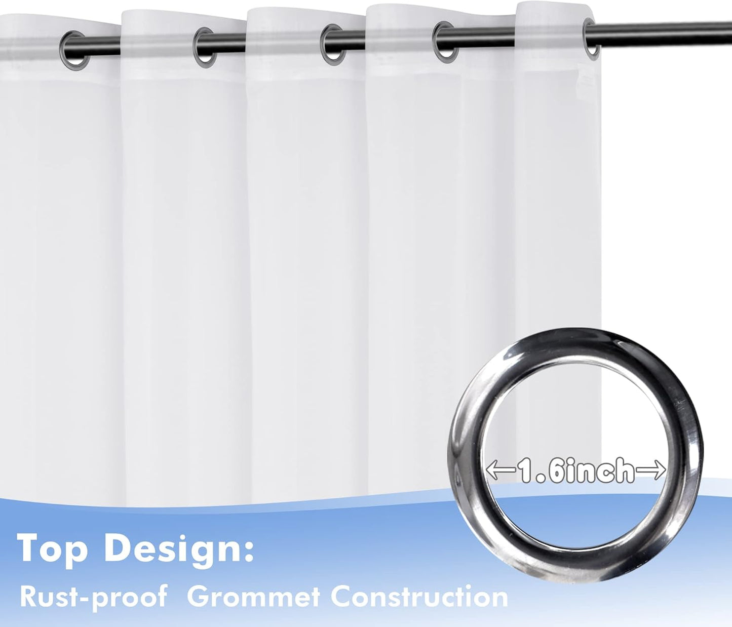 HolidayIdeas White Outdoor Sheer Curtains for Patio Waterproof, 4 Panels - 54 x 120 Inch - Light Filtering Voile Outside Curtains Grommet Drapes for Front Porch, Gazebo, Pergola, Backyard
