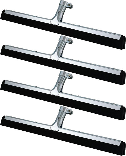 Lasnten 4pcs Double Foam Floor Squeegee for Concrete Industrial Floor Scrubber Stainless Steel Cleaning Squeegee with Rubber Heavy Duty Broom EVA Foam Blade for Garage Window Pool (18 Inch)