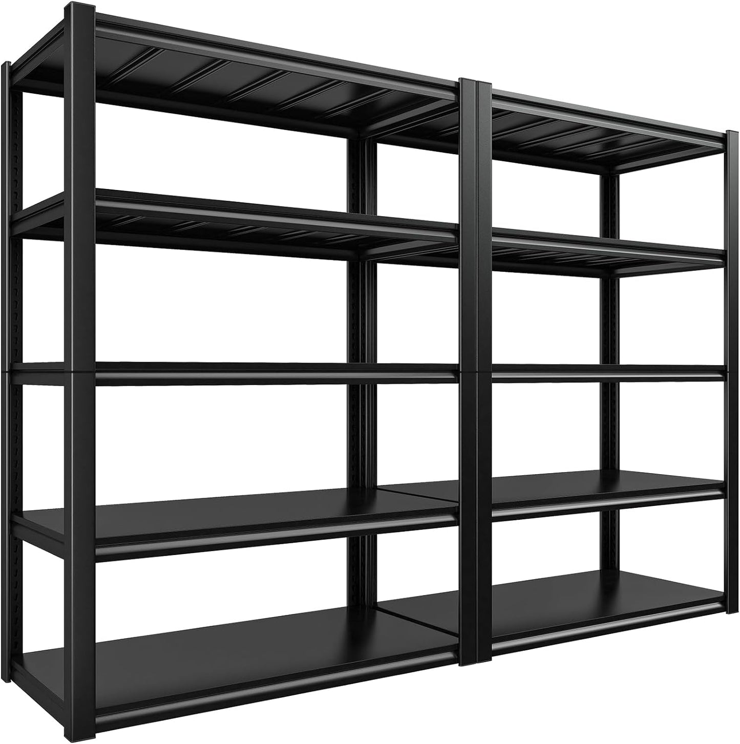 REIBII Garage Shelving 48.2" W Storage Shelves 3000LBS Heavy Duty Shelving Adjustable Metal Shelf Industrial 5 Tier Pantry Shelves for Basement Warehouse Supermarket 72.2"H x 24.2"D x 48.2"W, 2 Pack