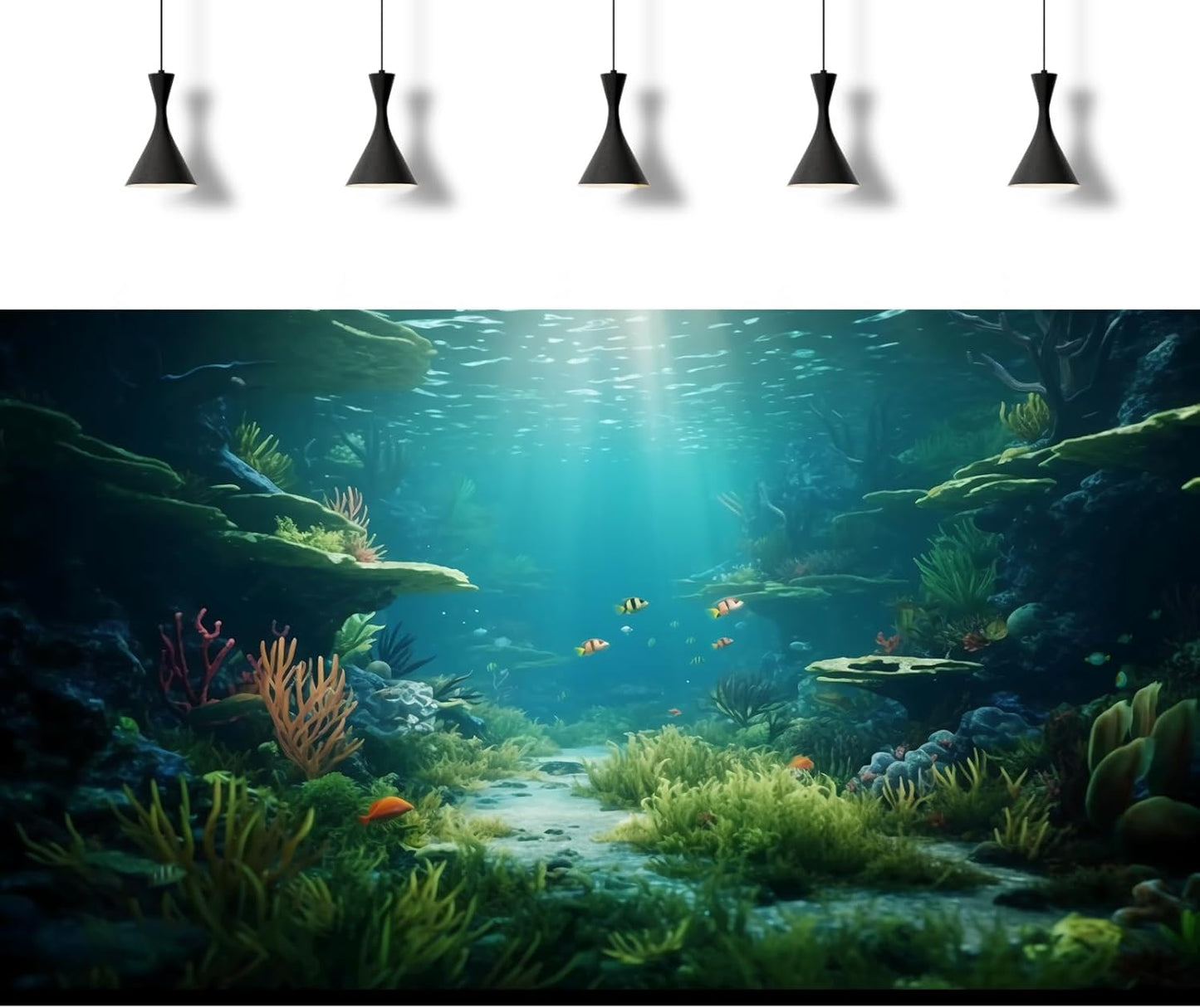 Ocean Floor Fish Tank Background Under The Sea Coral Reef Aquarium Background Underwater Aquatic Plants Corals Rock Cave Terrarium Backgrounds Tropical Fish Ocean Aquarium Backgrounds Decors 72x24in