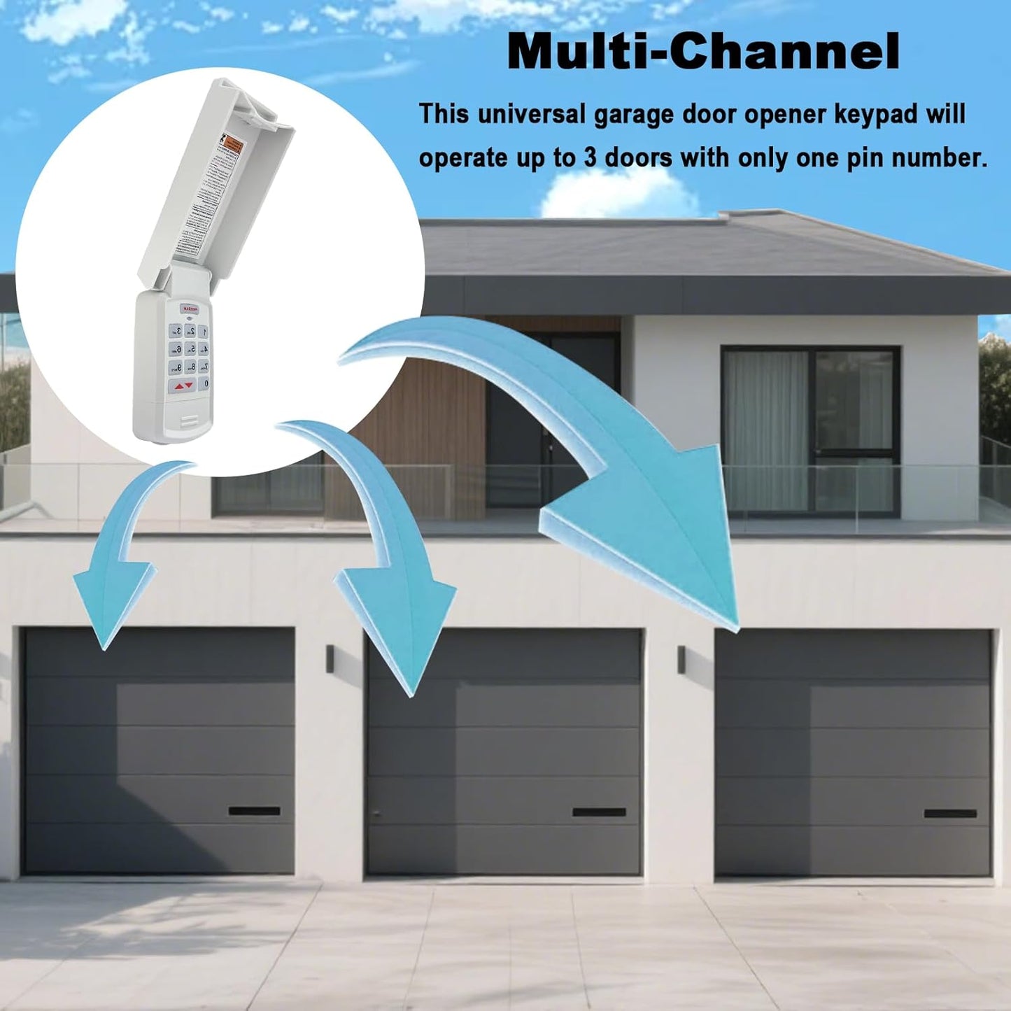 Universal Garage Door Opener Keypad Compatible with Genie/Liftmaster/Chamberlain/Craftsman/Linear/Wayne Garage Door Opener Keypad Replacement Both Works for DIP Switch and Smart Learn Button