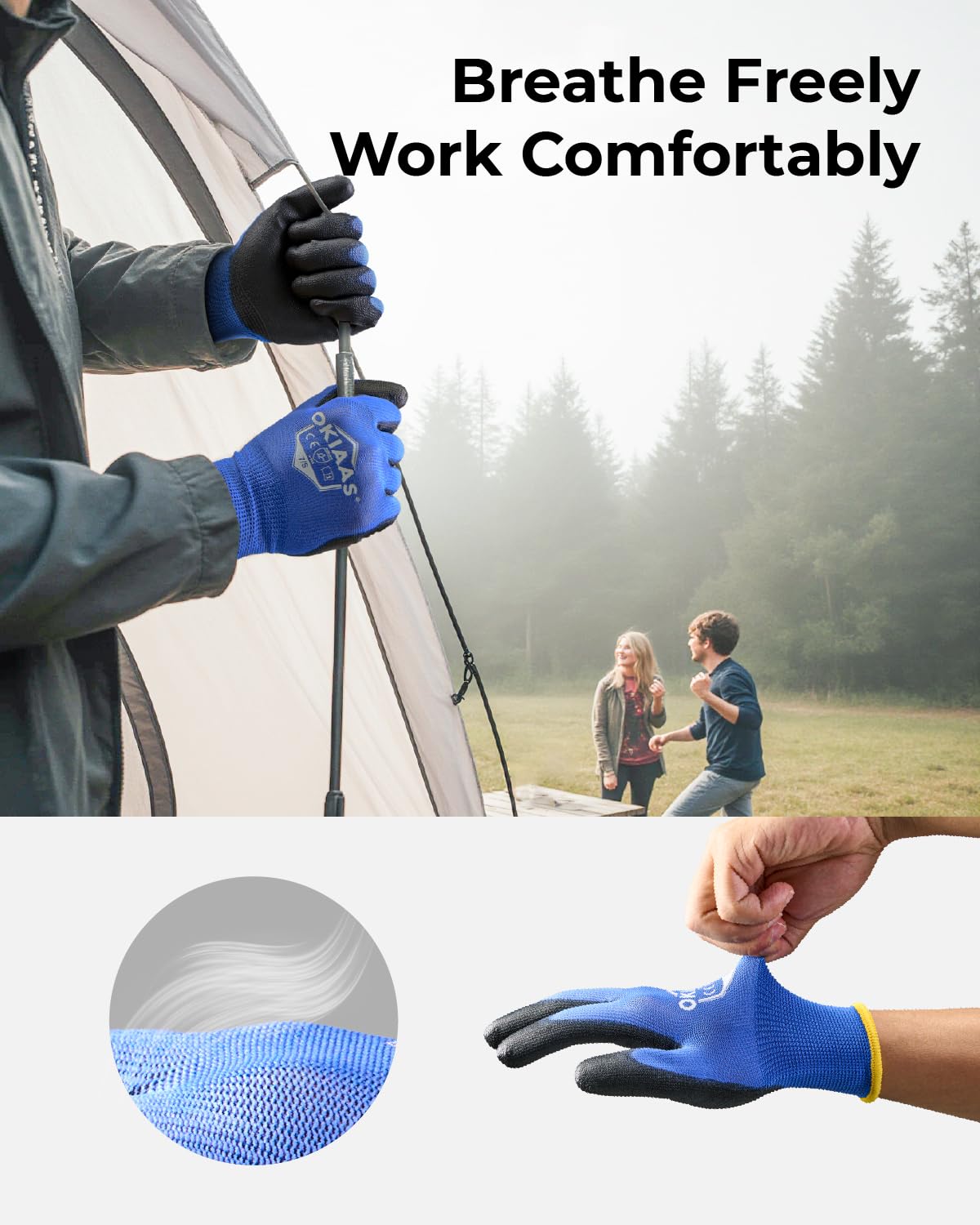 OKIAAS Men's Ultra-Thin and Lightweight Working Gloves with Grip, 12 Pairs, Red, X-Large