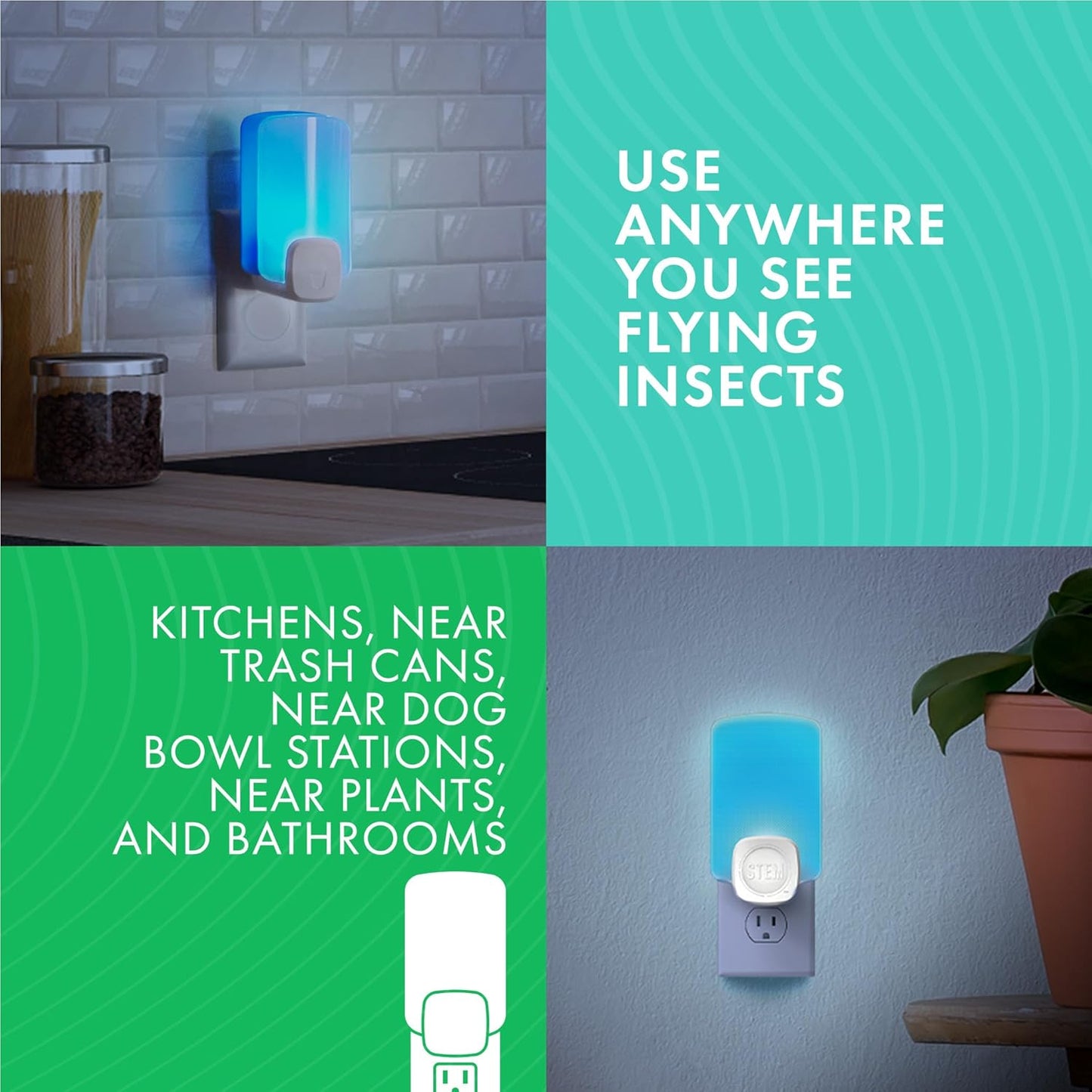 STEM Light Trap Refill Cartridges, Indoor Fruit Fly Trap, Effective Insect Control for Home, Attracts and Traps Flying Insects, Compatible with STEM Light Trap, 2 Count (Pack of 8)