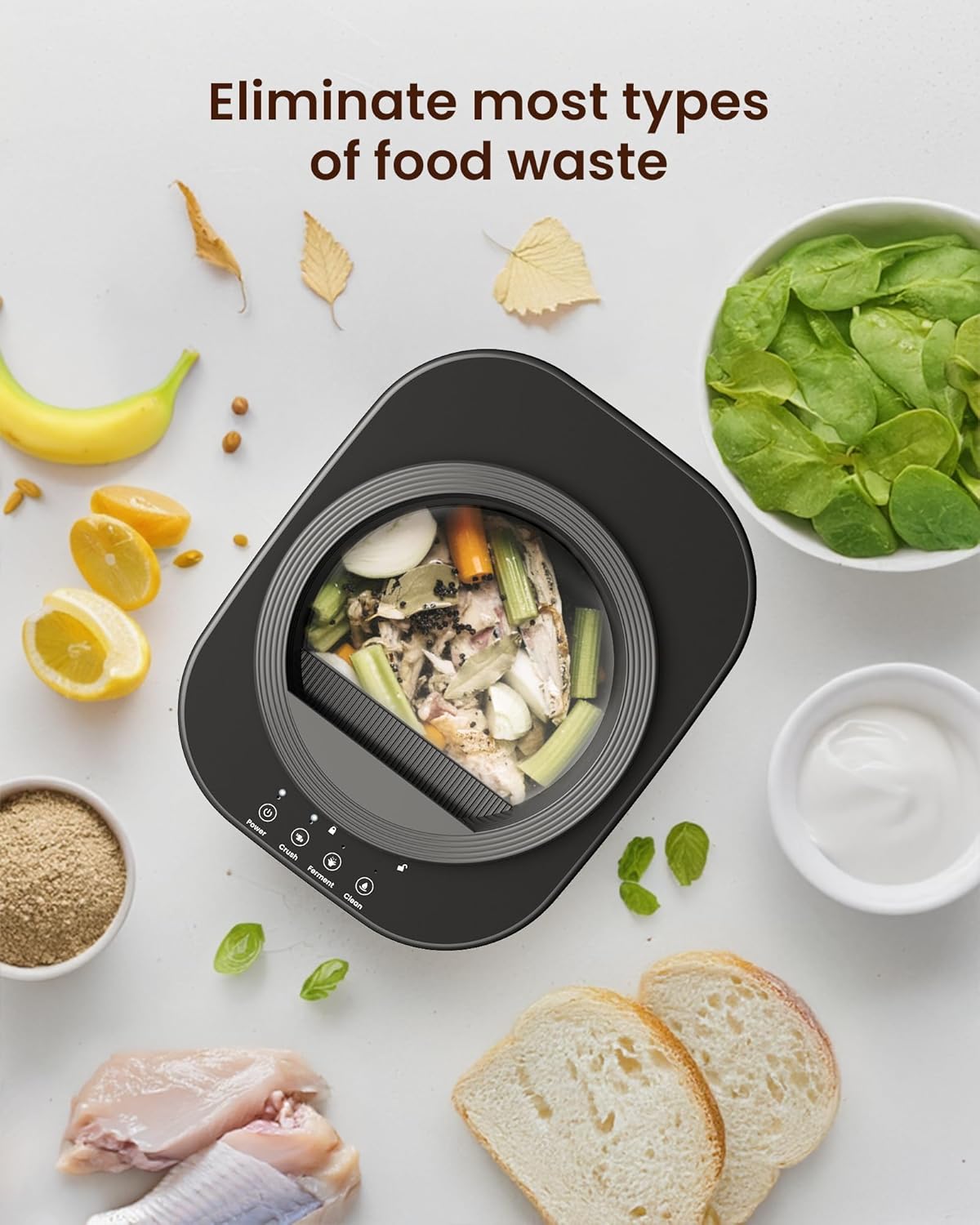 Electric Composter for Kitchen - 4L Countertop Indoor Compost Bin Smart Odorless Turn Kitchen Waste into Fertilizer Compost Maker, Low Noise, Auto-Clean, 2025 Newer Home Food composting Machine Gifts