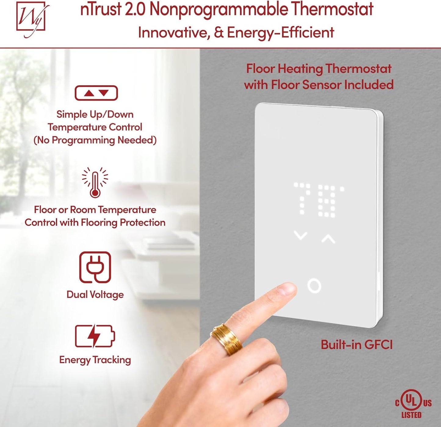 22 Sqft Heated Floor Mat Kit with Radiant Floor Heating System Thermostat UTN5, Two Sensors, Tester, 120V Electric Radiant Floor Heating Mat installs under Bathroom Tile, Vinyl - WarmlyYours TempZone