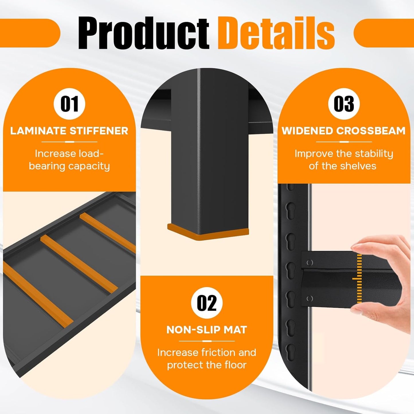 78''H Garage Shelving Heavy Duty Garage Storage Shelves, 3000 LBS Adjustable 5 Tier Industrial Shelving Unit, Metal Utility Shelf for Basement, Warehouse and Workshop (78''Hx36''Wx16''D, Black)