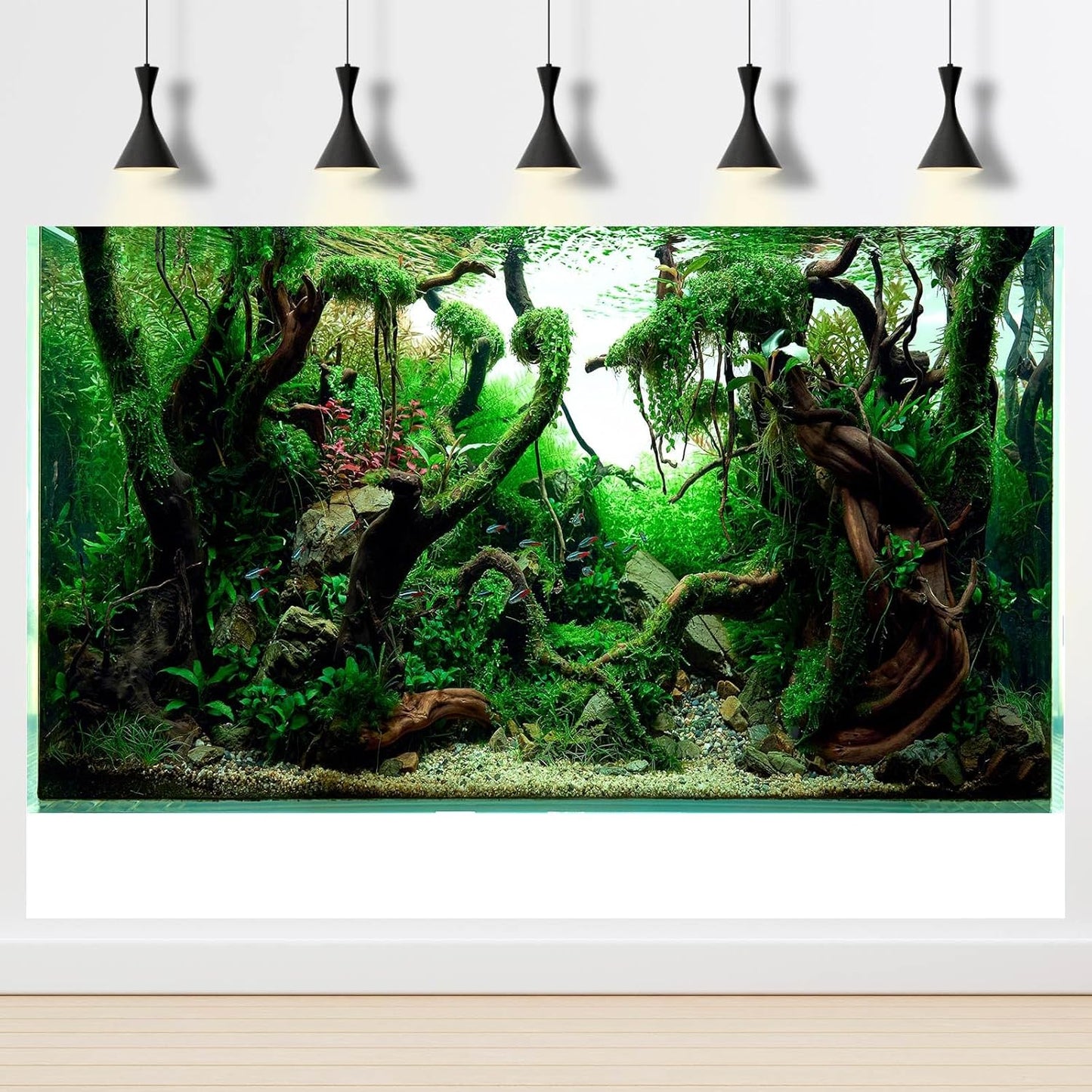 Aquarium Background Underwater Pebble Grass Leaves Aquarium Backdrop Vivid Fresh Green Aquatic Plant Stone River Bed Aquarium Backdrop Deadwood Purple Leaves Tank Background Vinyl 48x20in