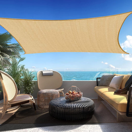 10' x 19' Sand Beige Rectangle Sun Shade Sail SSP1212 Canopy Durable Fabric UV Block Awning,We Make Custom Orders