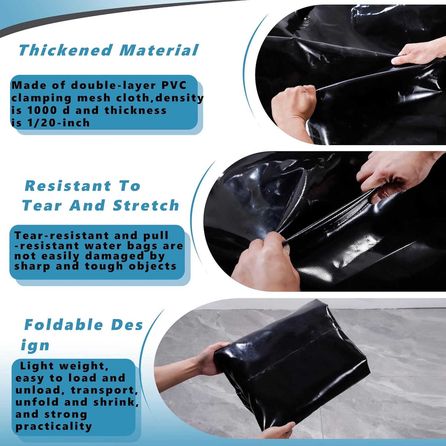 330 L/87 Gal Water Bladder Tank, Foldable Portable Water Storage Container, Emergency Water Bag for RV, Truck Bed, Fire Prevention, Drought Resistance, Black