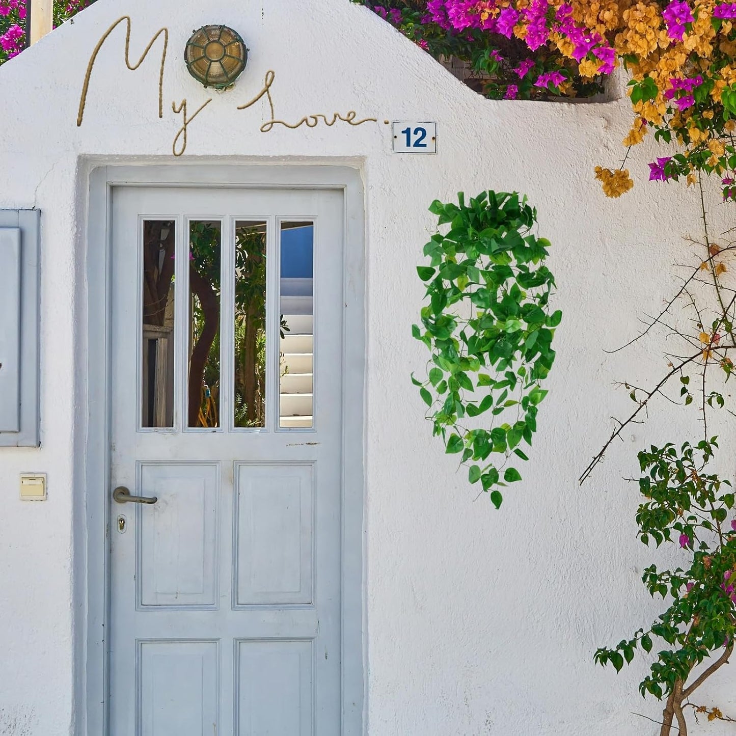 Fake Hanging Plants Vines(3pcs) for Room Decor, Artificial Ivy Greenery Garlands for Home Bedroom Living Aesthetic Kitchen Office Wall Patio Bookshelf,Indoor,Outdoor Farmhouse Decorations(No Basket)