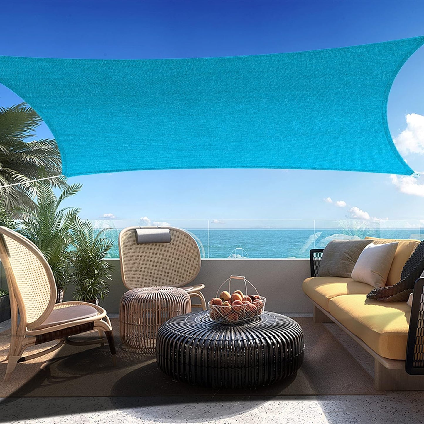 10' x 15' Turquoise Rectangle Sun Shade Sail SSP1212 Canopy Durable Fabric UV Block Awning,We Make Custom Orders