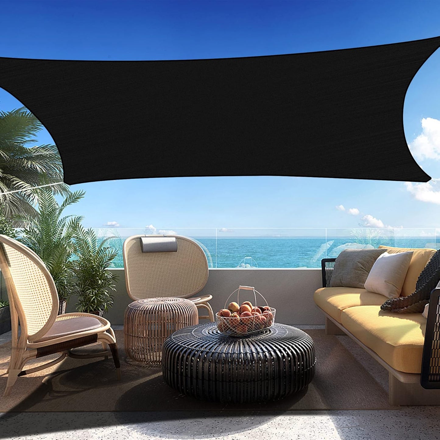 10' x 14' Black Rectangle Sun Shade Sail SSP1212 Canopy Durable Fabric UV Block Awning We Make Custom Orders