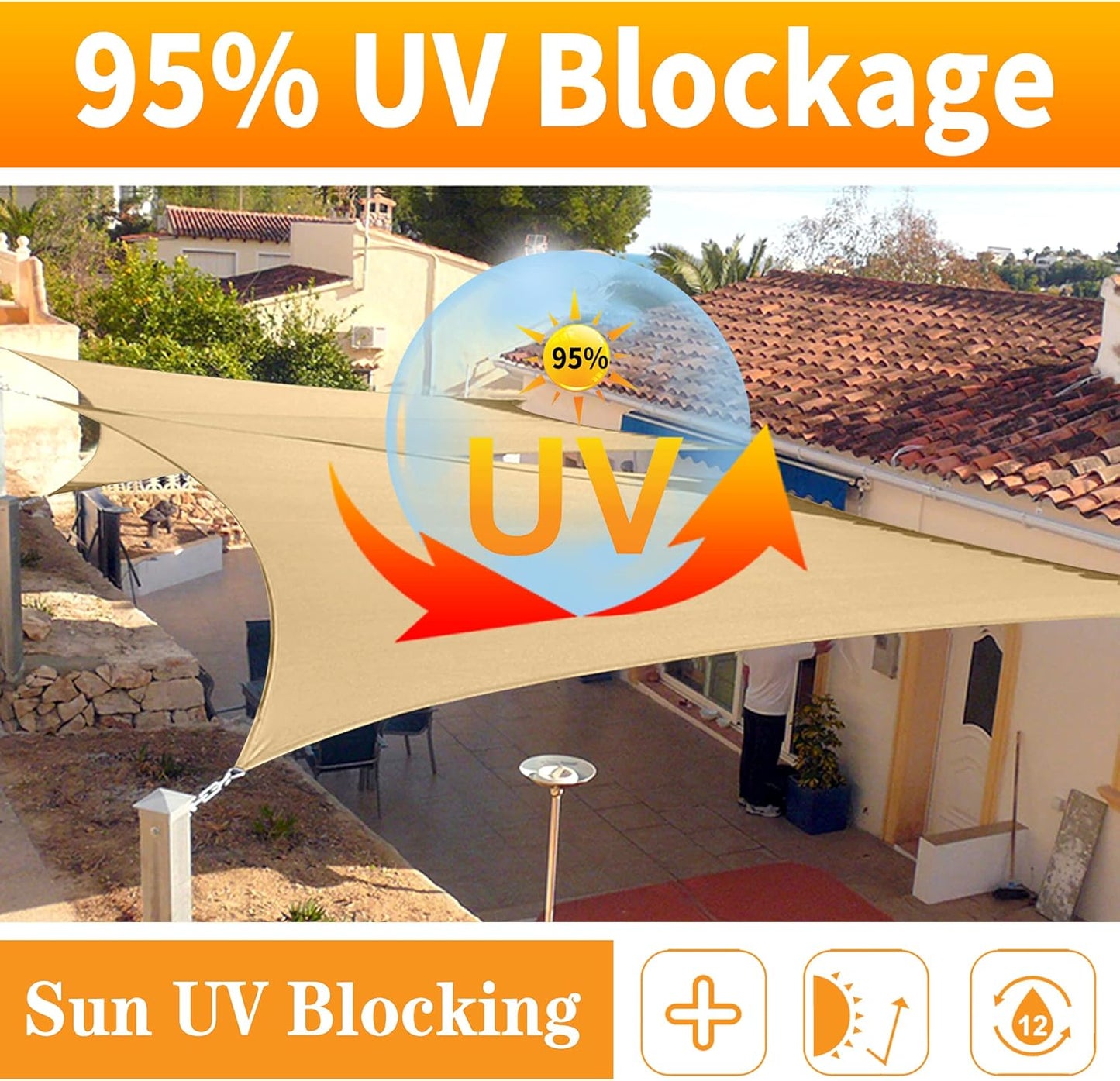 10' x 12' Red Rectangle Sun Shade Sail SSP1212 Canopy Durable Fabric UV Block Awning,We Make Custom Orders