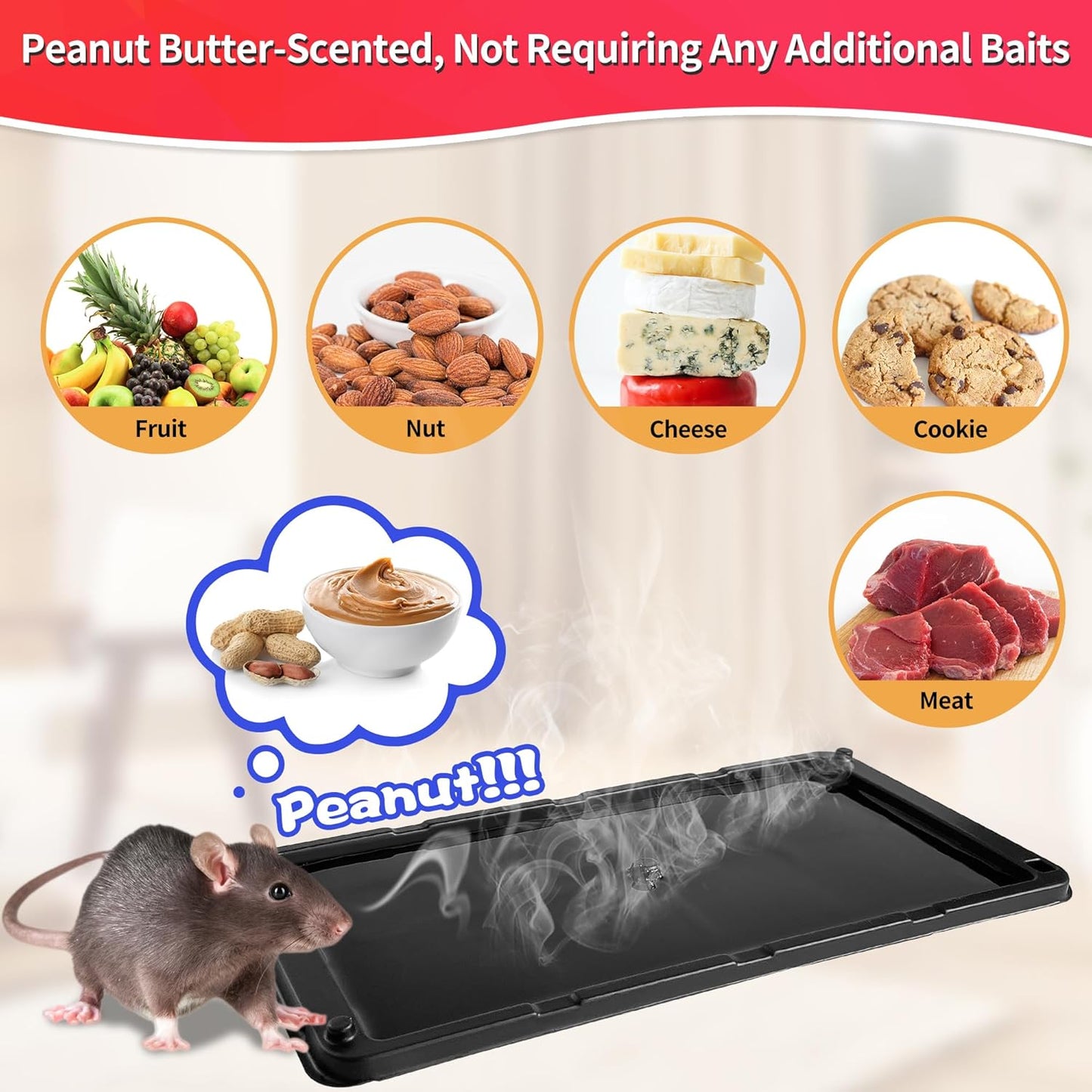 LULUCATCH Glue Mouse Traps Indoor for Home 24 Pack, Pre-Baited Sticky Plastic Glue Boards for House, Snake, Lizard, Insect, Mice, Rats & Spider Traps, Pet Safe Pest Control