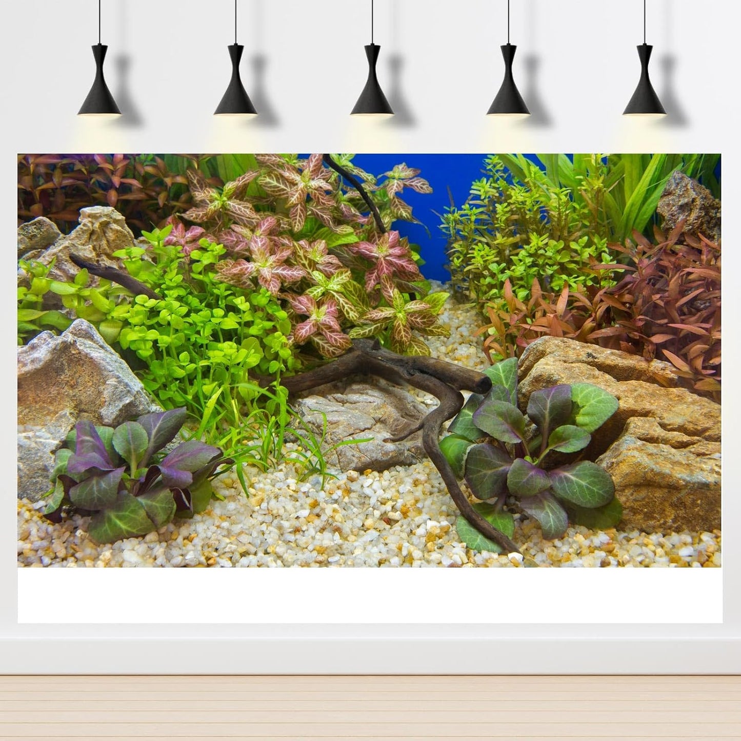 Fish Tank Background Various Underwater Grass Plants Pebble Aquarium Background Vivid Fresh Green Aquatic Plants Stone River Terrarium Backdrop Dead Wood Purple Leaves Tank Background 48x24in