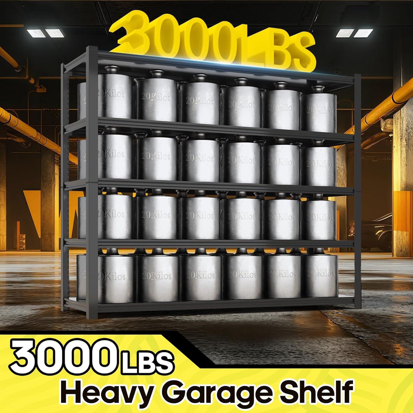 5 Tier Adjustable Metal Shelving Storage Rack,Storage Shelves,59.8" Wx24 Dx76.6 H Garage Shelving Heavy Duty,Industrial Shelving Unit for Basement,Warehouse,Garage Organization.4 Pack