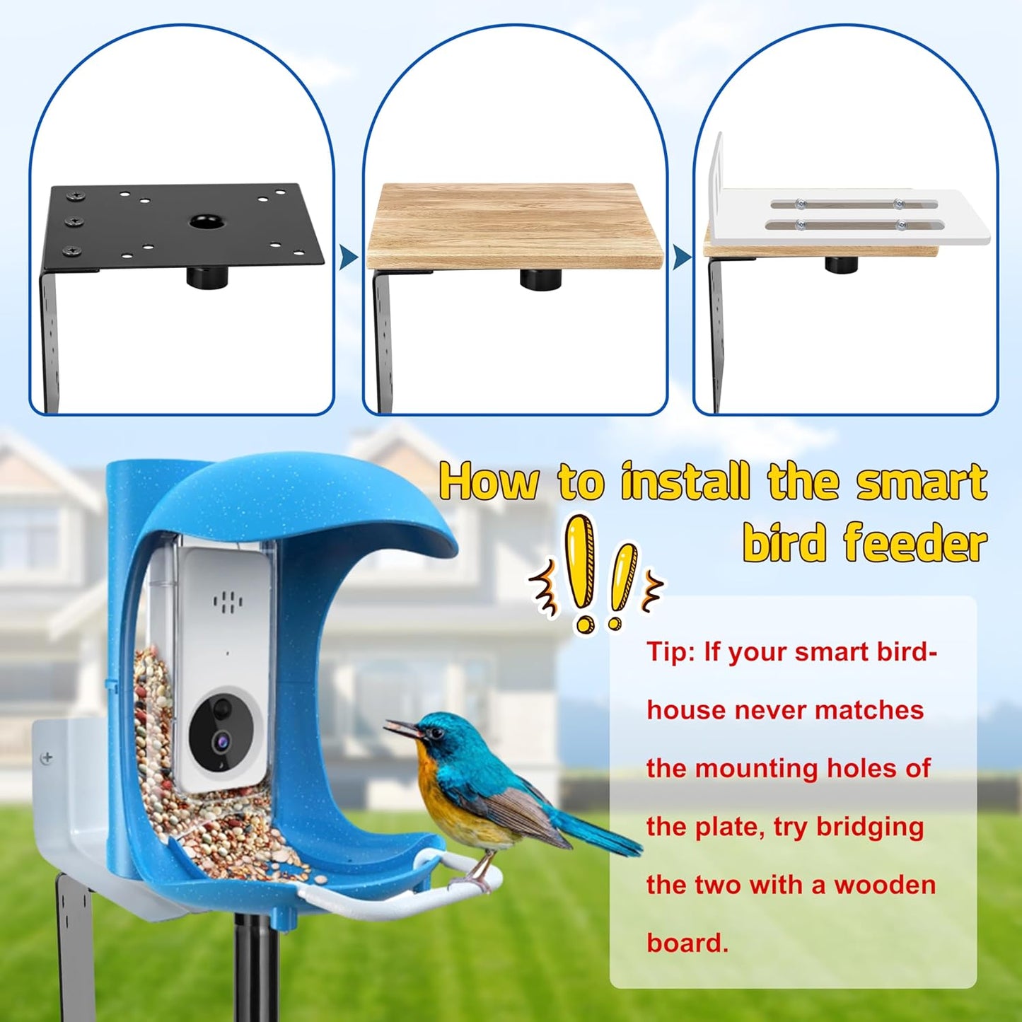 XDW-GIFTS Bird House Pole, 1 Pack 92 Inch Metal Bird Feeder Pole for Outdoor, with 5-Prong Heavy Duty Base for Birdhouse Mounting, Weather Station