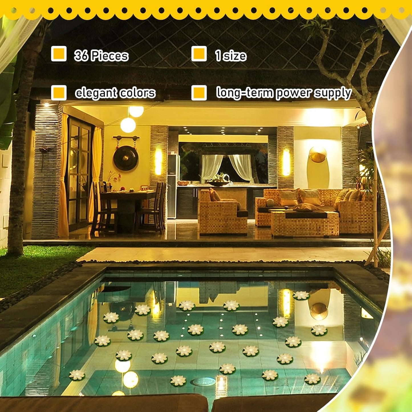 Liliful 36 Pcs Diwali Lotus Decoration Floating Lights Lotus Artificial Floating Flowers for Pool with LED Lights Battery Operated for Indian Puja Ganesh chaturthi Diwali(3.94 Inch,White)