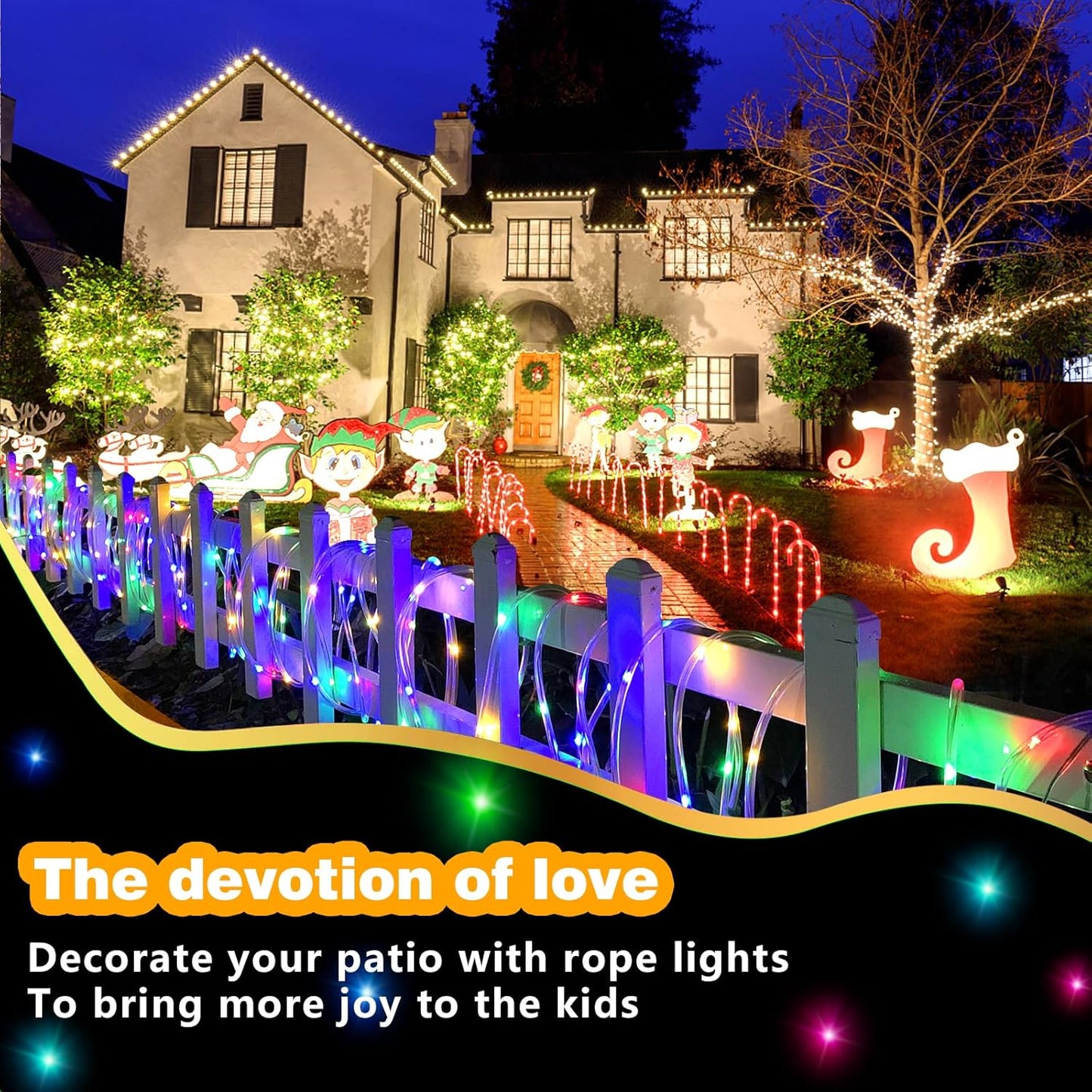 LED Rope Lights Indoor with USB Powered, 66Ft (33Ft X 2 Pack) 200 LED String Lights Outdoor with Remote,16 Color Changing Rope Lights for Outside Garden Party Wedding Christmas