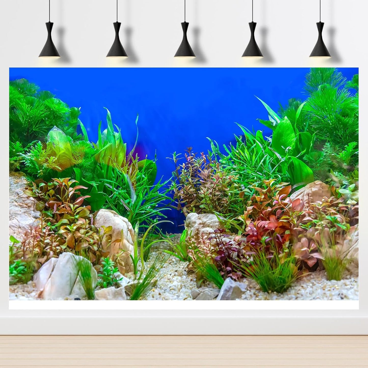 Aquarium Background Green Aquatic Plant Stone River Bed and Lake Fish Tank Background Decor Underwater Grass Leaves with Pebble Aquarium Backdrop Perfect Fish Tank Decors Vinyl 30x18in