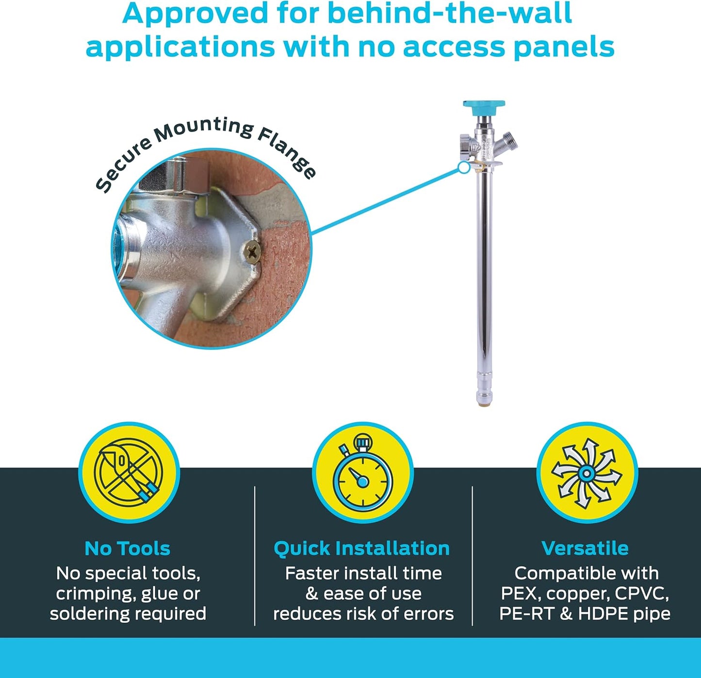 SharkBite 12 Inch Frost Free Sillcock, 1/2 x 3/4 Inch MHT, Push to Connect Brass Plumbing Fitting, PEX Pipe, Copper, CPVC, PE-RT, HDPE, 24636LF