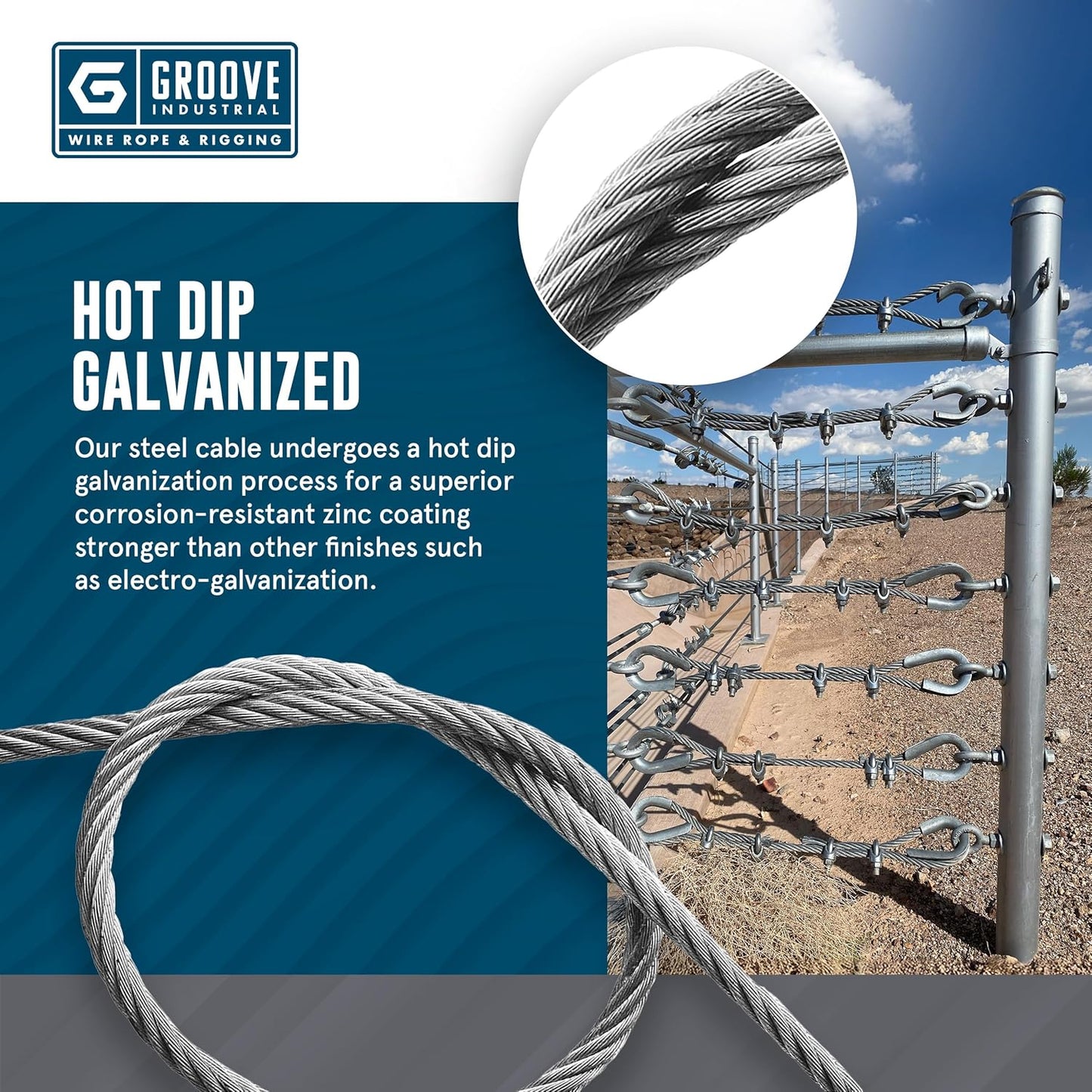 5/16’’ 7x19 Hot Dip Galvanized Aircraft Cable – Steel Wire Rope - 100 Feet