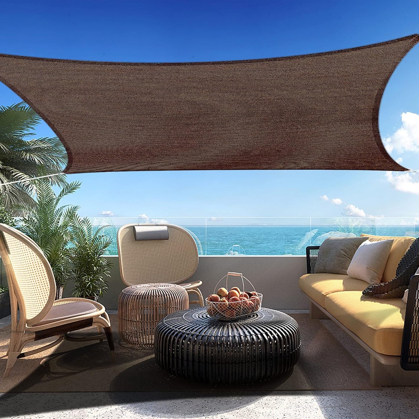 10' x 13' Brown Rectangle Sun Shade Sail SSP1212 Canopy Durable Fabric UV Block Awning,We Make Custom Orders